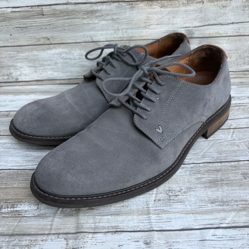 Vionic Graham Derby Shoes Men 11 Grey Suede Lace Up Oxford Orthotic Comfort